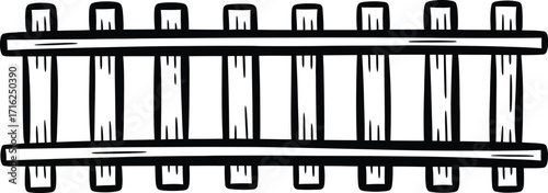 Simple Black and White Illustration of Railroad Tracks