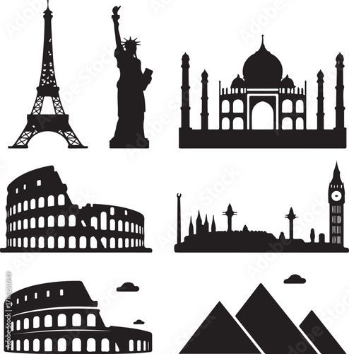 Iconic global landmarks collection for travel inspiration