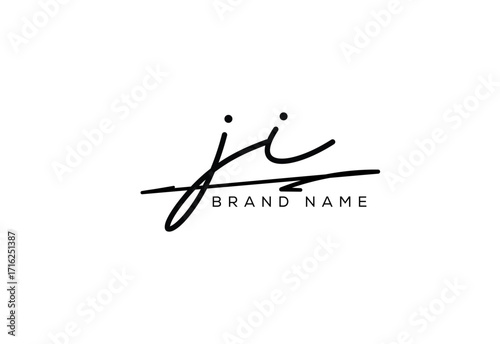 Wallpaper Mural JI letter elegant cursive beauty handwriting logo. Torontodigital.ca