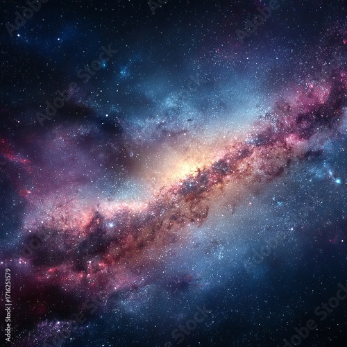 Cosmic Ballet: An artistic depiction of the galaxy, revealing a mesmerizing dance of celestial bodies in a vibrant, ethereal spectacle of color and light.