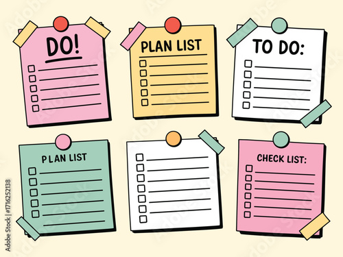 Charming hand-drawn sticky notes and to-do lists for planning and organization