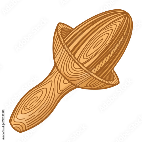 Wooden citrus juicer in natural wood grain design  