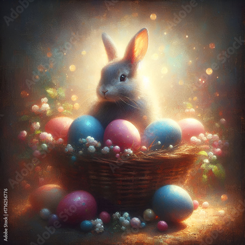 easter bunny with eggs