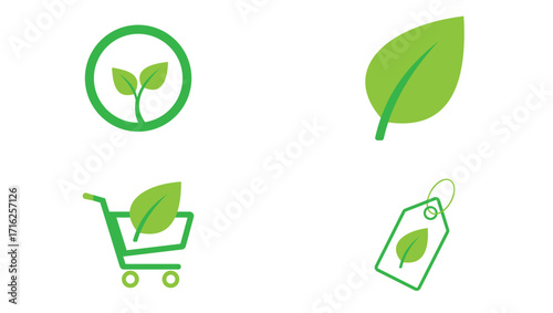 Green Eco Icons Set for Environment and Nature Conservation