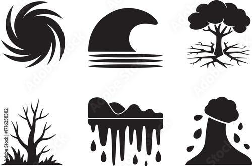 Natural disaster icons disaster weather climate natural catastrophe
