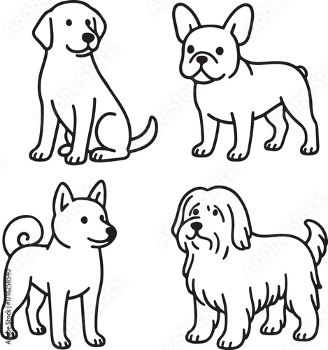 Dogs line art illustration