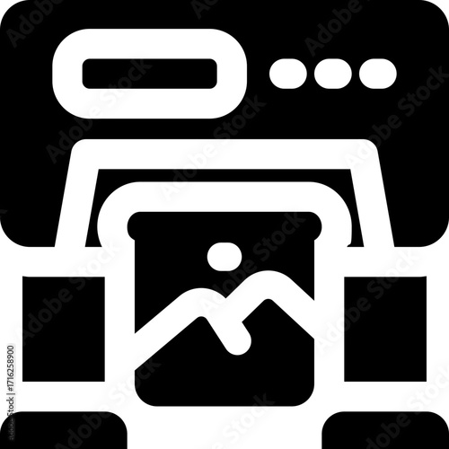 printing glyph icon. Strong and solid vector icon for websites, mobile interfaces, presentations, and visual branding. High quality and easy to edit.