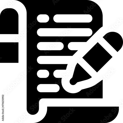script glyph icon. Strong and solid vector icon for websites, mobile interfaces, presentations, and visual branding. High quality and easy to edit.