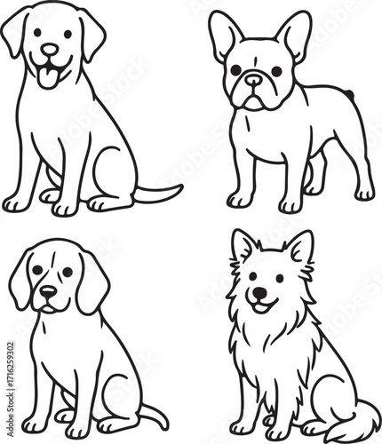 Dogs line art illustration