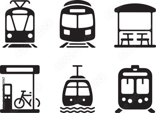 Modern transport icons city travel public transit transportation