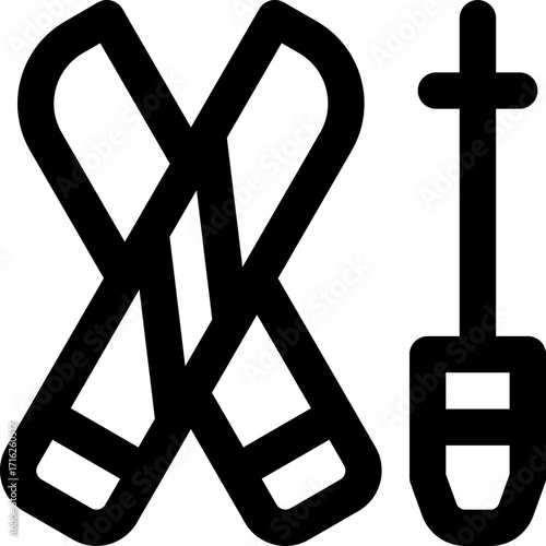 ski line icon. Clean and minimalist vector icon for websites, mobile apps, presentations, and logos. Fully scalable and customizable for any project.