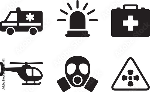 Emergency response icons for safety and medical situations