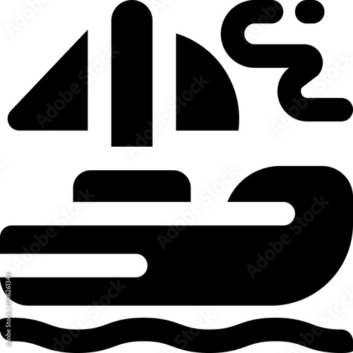 sailboat glyph icon. Strong and solid vector icon for websites, mobile interfaces, presentations, and visual branding. High quality and easy to edit.