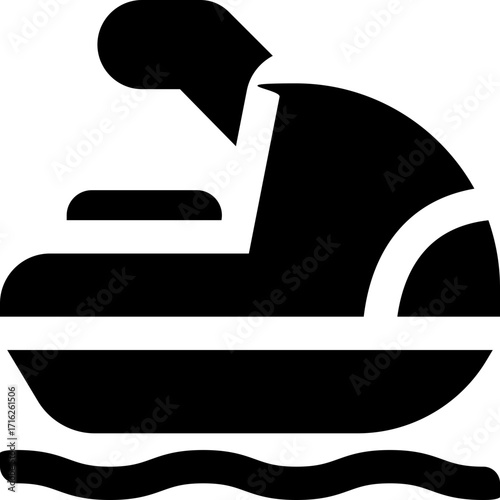 jet ski glyph icon. Strong and solid vector icon for websites, mobile interfaces, presentations, and visual branding. High quality and easy to edit.
