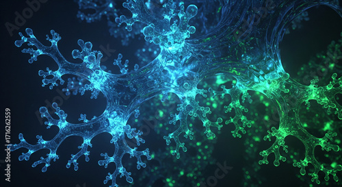 Crystalline Fractal Growth with Bioluminescent Glow