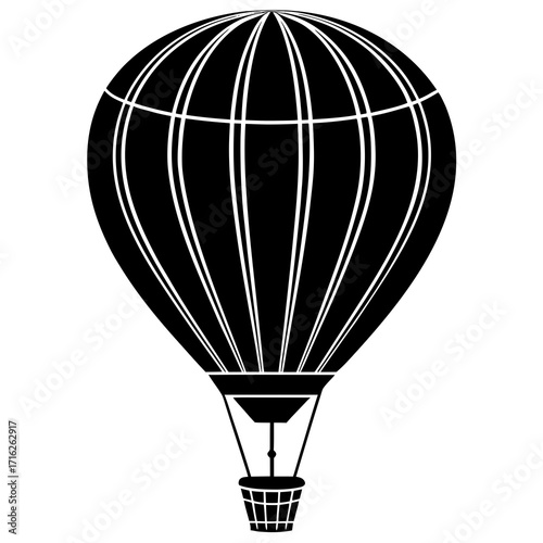Hot air balloon vector silhouette on white background