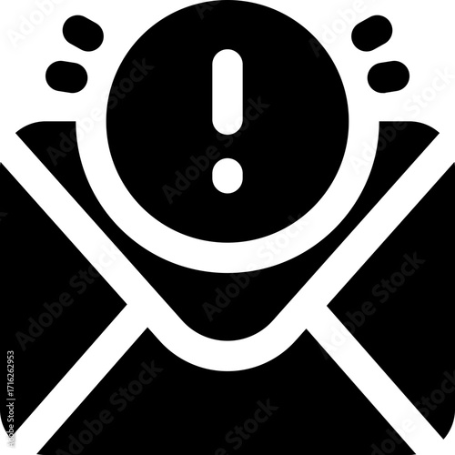 email alert glyph icon. Strong and solid vector icon for websites, mobile interfaces, presentations, and visual branding. High quality and easy to edit.