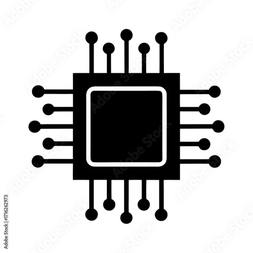 Microchip or CPU icon vector silhouette