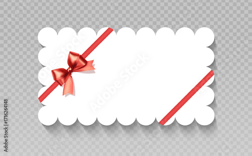 Gift Card or Gift voucher with Red Ribbon and Bow Vector format