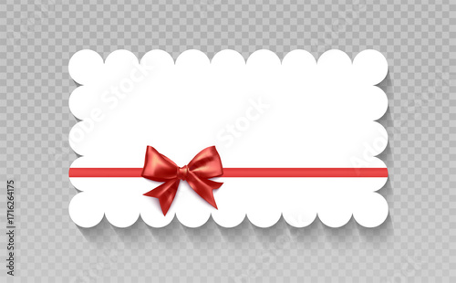Gift Card or Gift voucher with Red Ribbon and Bow Vector format