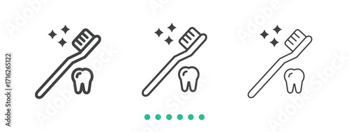 Toothbrush icon. Thin line icon vector
