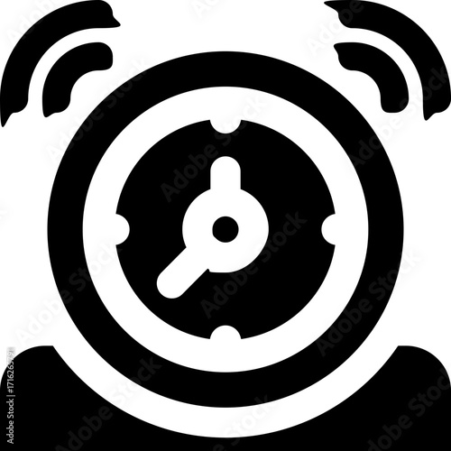 alarm clock glyph icon. Strong and solid vector icon for websites, mobile interfaces, presentations, and visual branding. High quality and easy to edit.