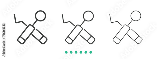 Dental tools icon. Thin line icon vector