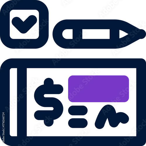 payment check duotone icon. Sleek and modern vector icon for websites, mobile apps, marketing materials, and corporate design. Fully scalable and ready to use.