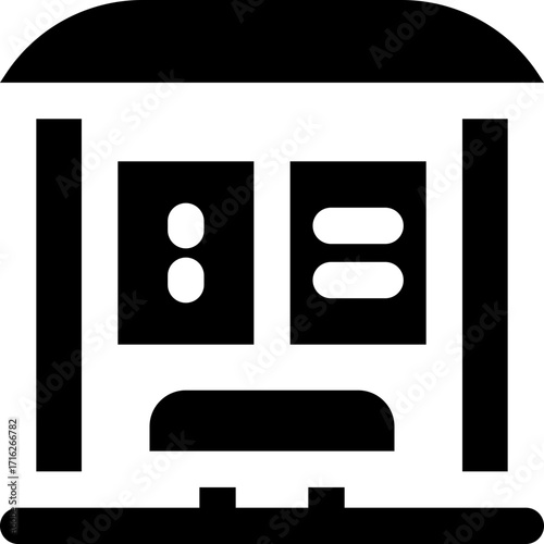 bus stop glyph icon. Strong and solid vector icon for websites, mobile interfaces, presentations, and visual branding. High quality and easy to edit.