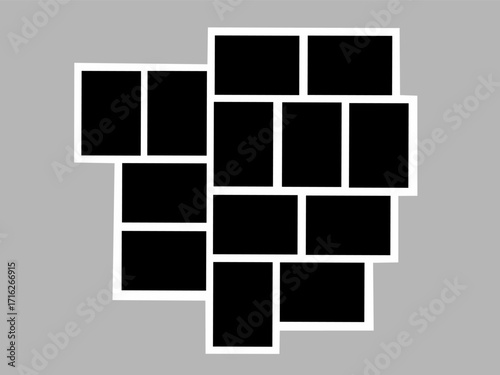 Blank photo frame design, thirteen photo frame vector collage template layout