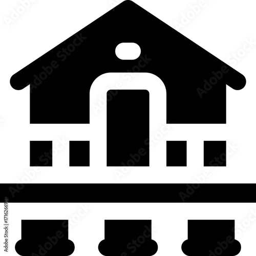 bungalow glyph icon. Strong and solid vector icon for websites, mobile interfaces, presentations, and visual branding. High quality and easy to edit.