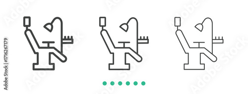 Dentist chair icon. Thin line icon vector