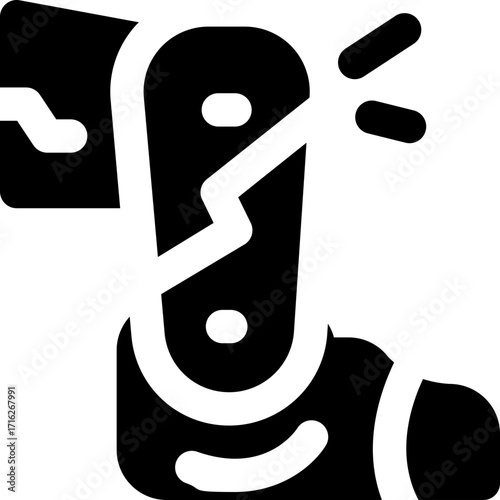 robotic leg glyph icon. Strong and solid vector icon for websites, mobile interfaces, presentations, and visual branding. High quality and easy to edit.