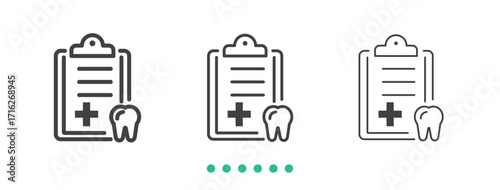 Dental report icon. Thin line icon vector