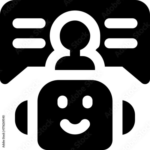 robotic glyph icon. Strong and solid vector icon for websites, mobile interfaces, presentations, and visual branding. High quality and easy to edit.