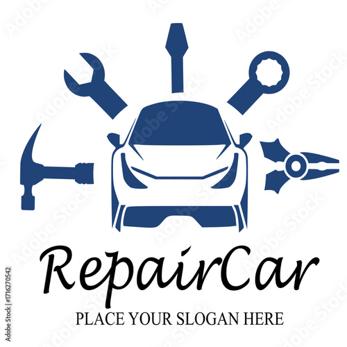 Repair car vector logo template. This design use car and tool symbol. Suitable for automotive.
