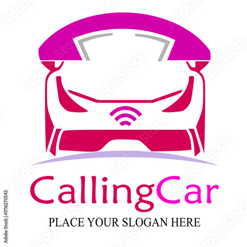 Calling car vector logo template. This design use telephone symbol. Suitable for transportation