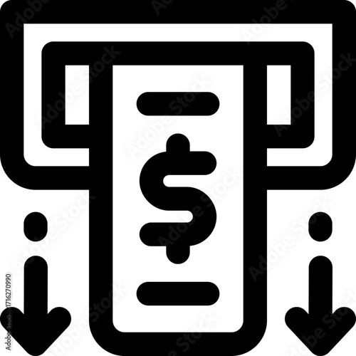 withdrawal line icon. Clean and minimalist vector icon for websites, mobile apps, presentations, and logos. Fully scalable and customizable for any project.