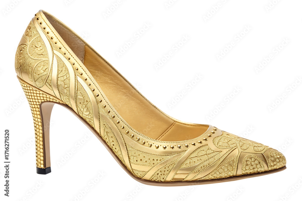 Fototapeta premium Gold Fashionable Women Heels Shoe