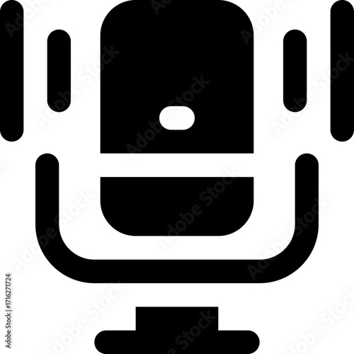 microphone glyph icon. Strong and solid vector icon for websites, mobile interfaces, presentations, and visual branding. High quality and easy to edit.