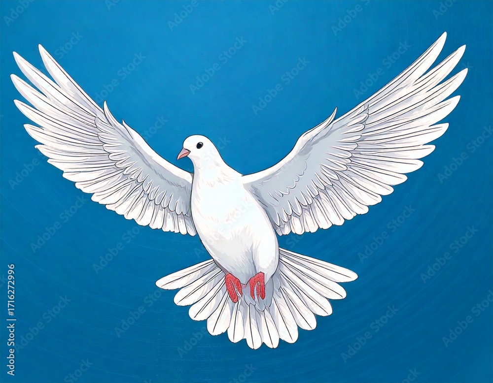 Fototapeta premium White Dove Flying with Open Wings Isolated Design 