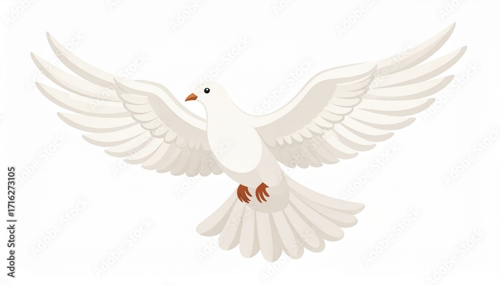 Obraz premium White Dove Flying with Open Wings Isolated Design 
