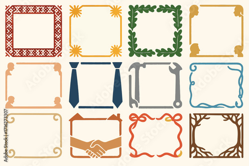 North Macedonia Father's Day Decorative Frame Set with Cultural Symbols