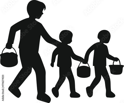 family silhouette vector