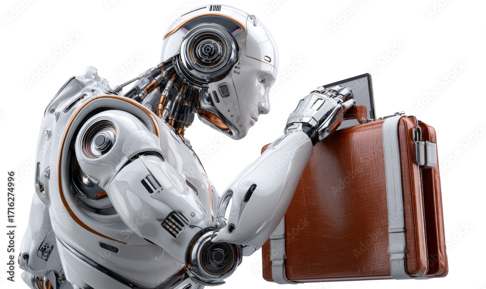 Fototapeta premium blue screen robot toy isolated