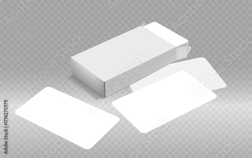 Playing cards with open box mockup without background