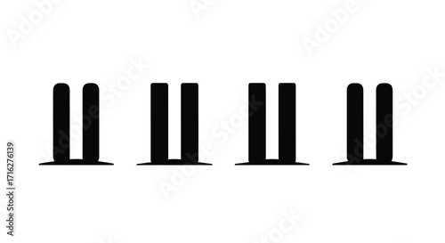 Four vertical black and white stripes align in a row on a clean surface vector