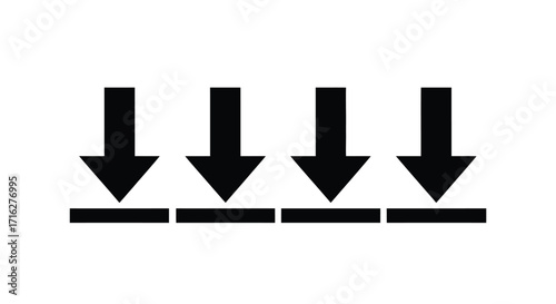 Four black arrows pointing downwards indicating downward movement or direction vector