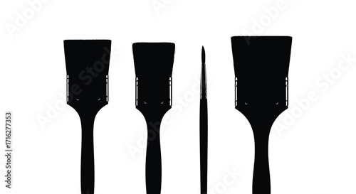 Set of four black silicone spatulas viewed from different angles on a plain background vector