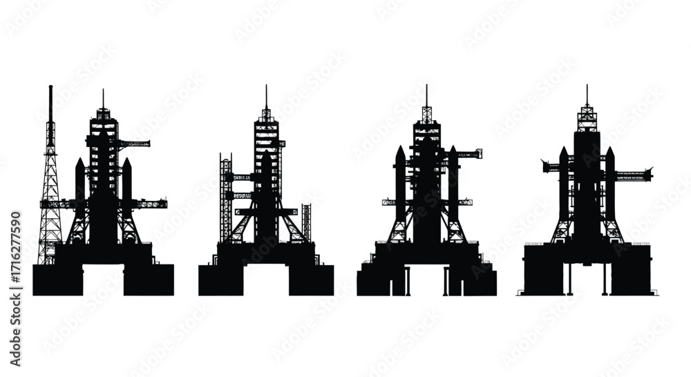 Obraz premium Medieval siege engines silhouette collection mechanical devices for ancient warfare illustrations vector